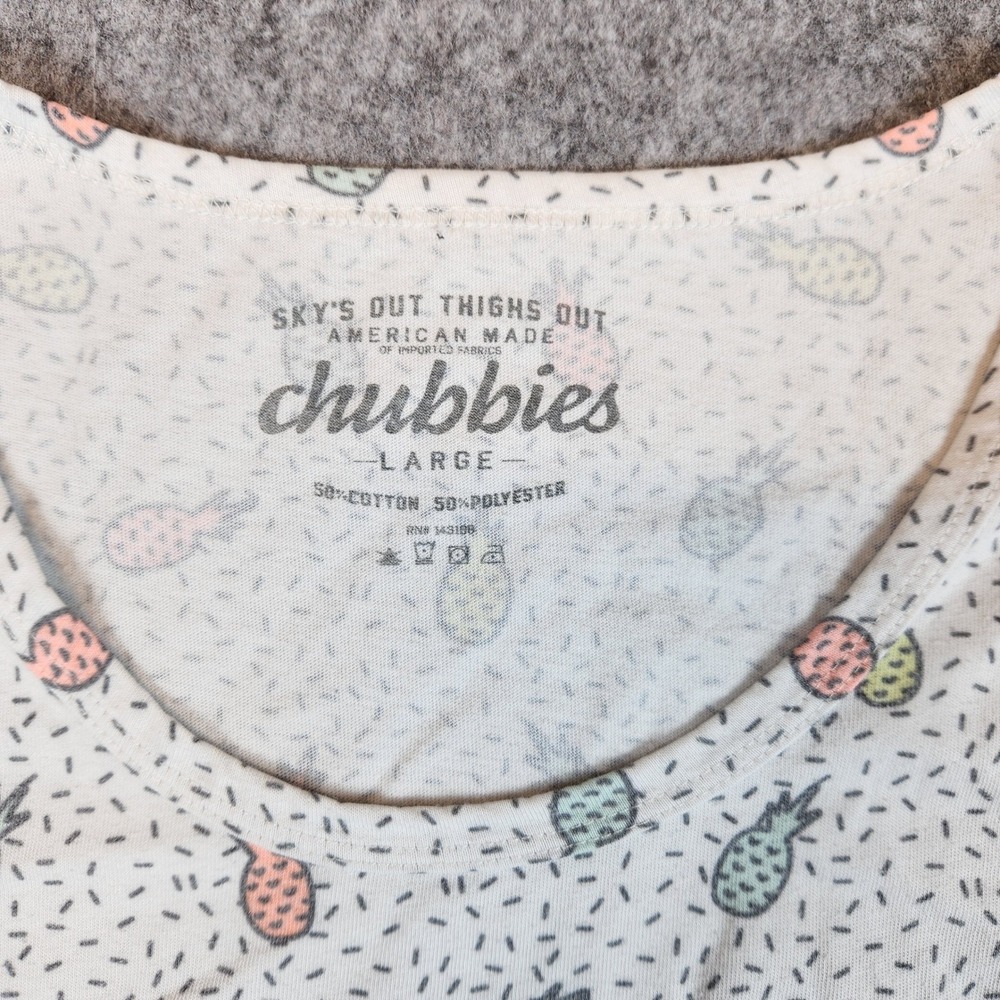 Chubbies Pineapple Tank Top Shirt Men L Cream Pocket Tropical Hawaiian Beach Gym - Picture 3 of 8